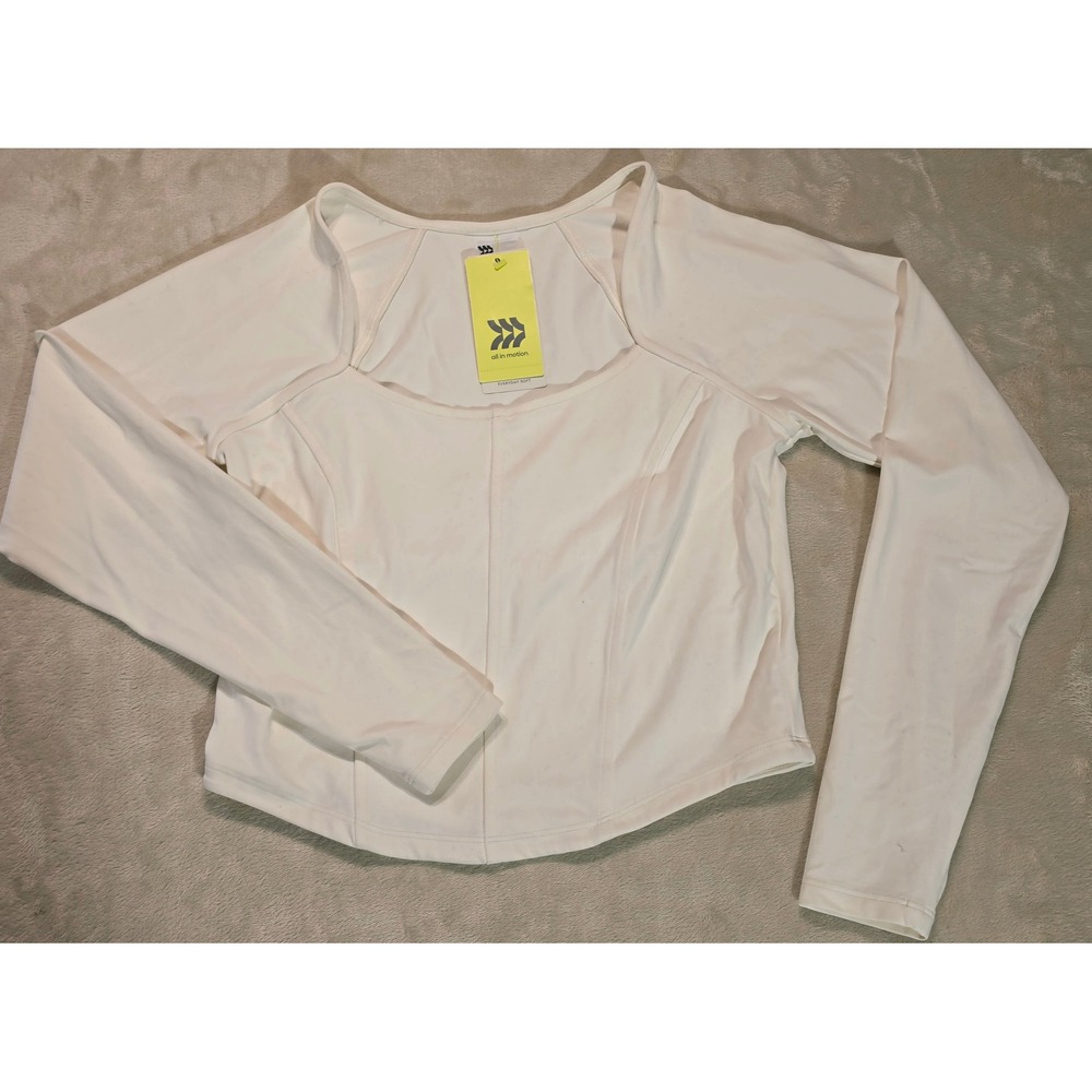 All in Motion Womens Everyday Soft‎  Crop Tee Cream White Small UV Protection